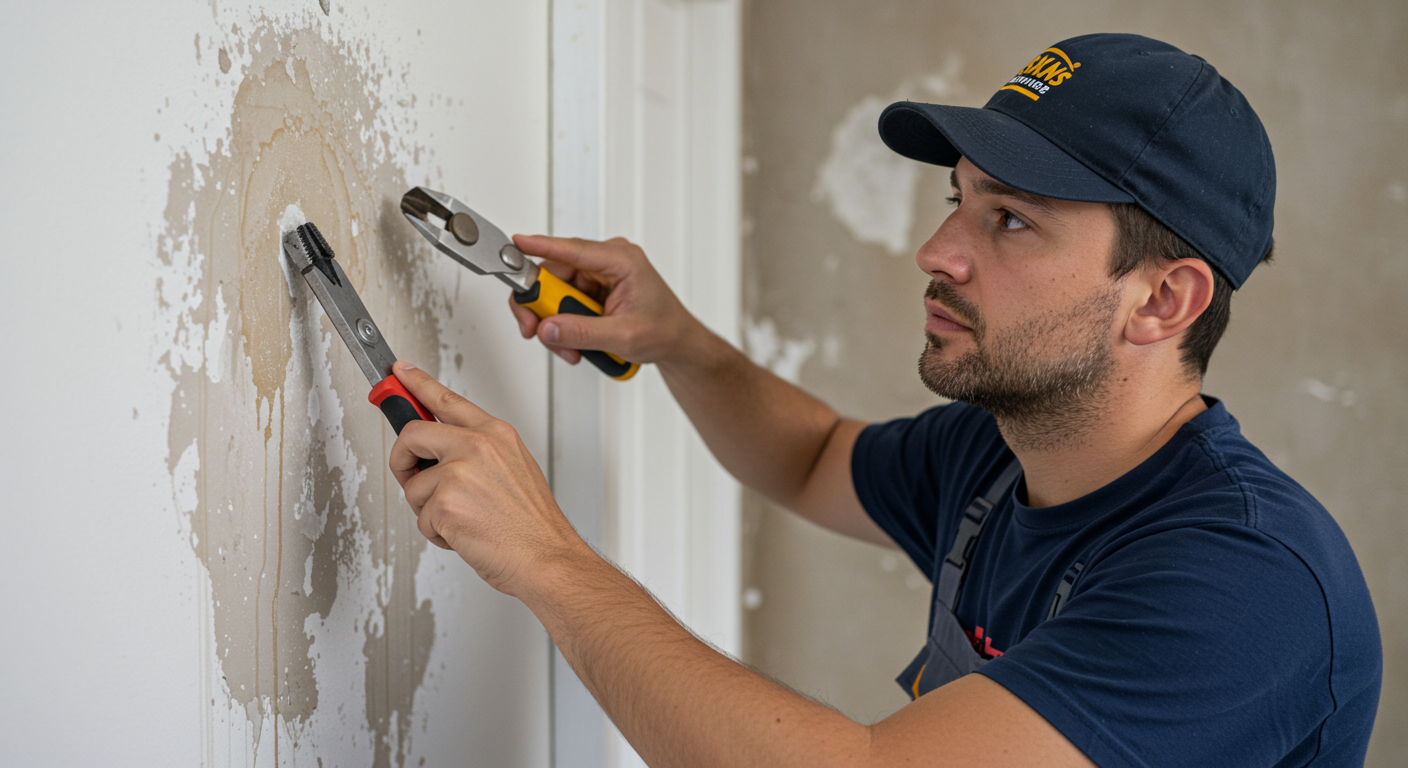 Technician Inspecting Water Damage
